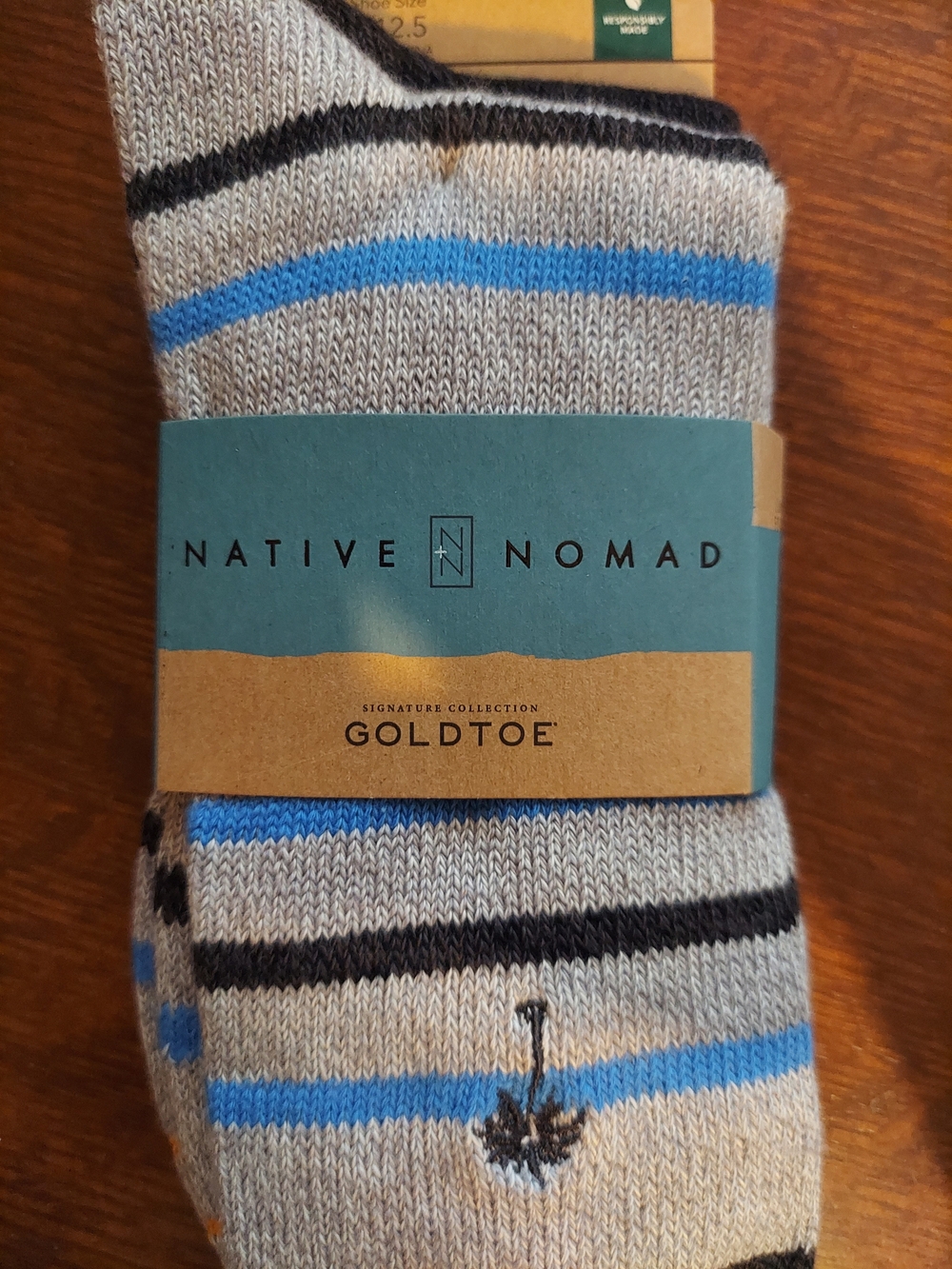 Gold Toe Gray, Black & Blue Striped Men’s Dress Socks - Native Nomad